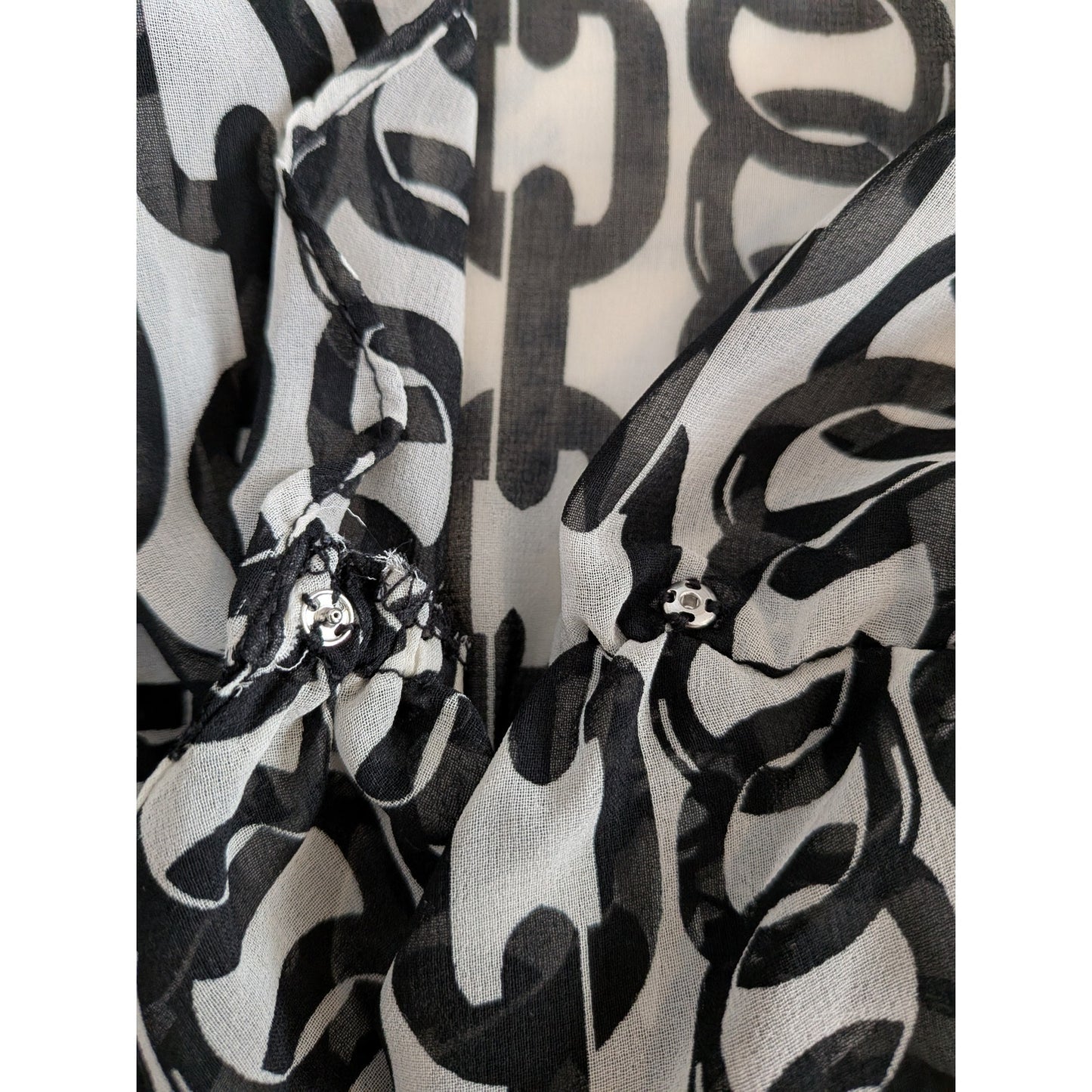 Zara top tie blouse sheer chain pattern