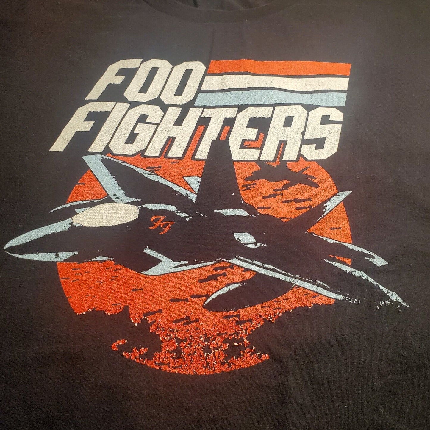 Foo Fighters Jets T-Shirt Black XL Cotton Rock Band Logo Dave Grohl Crew Neck