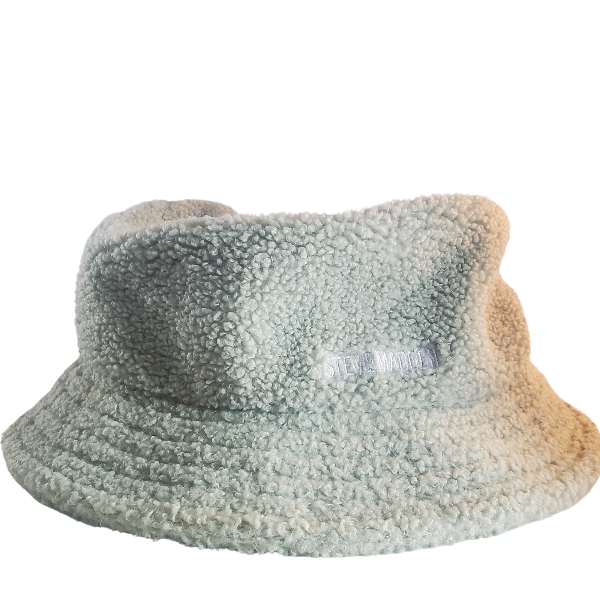 Bucket Hat Steve Madden faux fur green white embroidered logo one size fits all