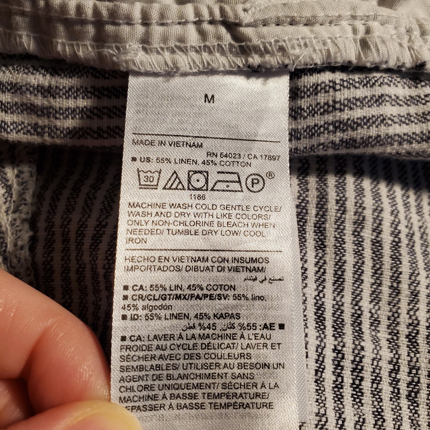 Gray Striped Pants Mid-rise Old Navy Size Medium Cropped Ankle linen-blend