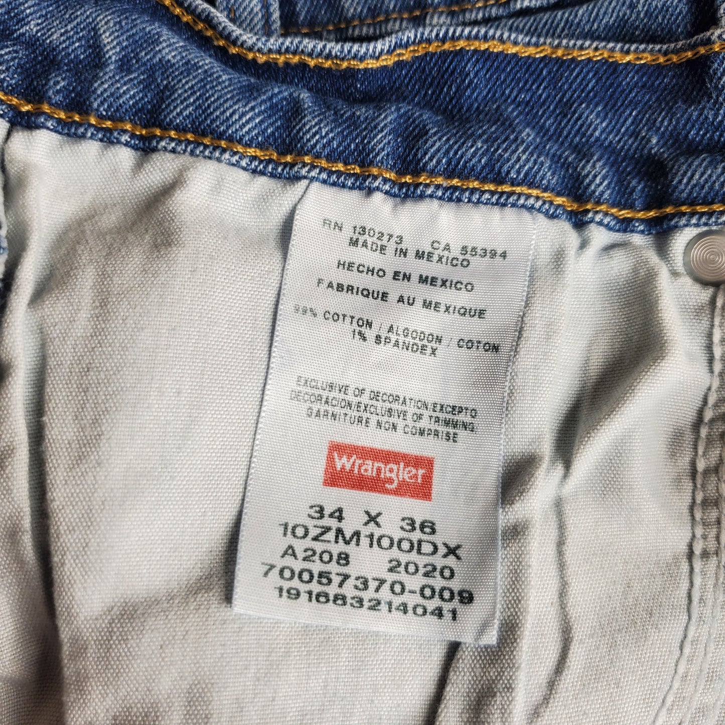 Wrangler authentics men's jeans size 34 x 36 with 47" outseam, tall