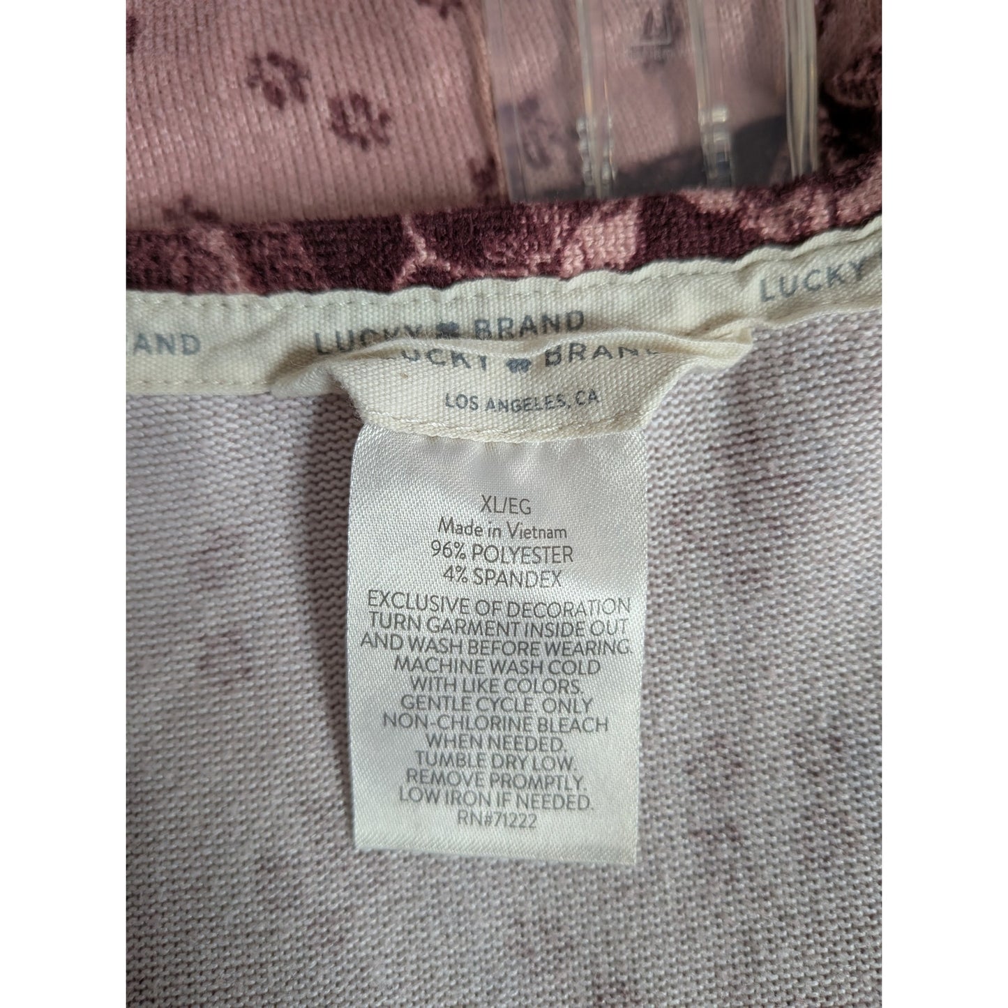 Lucky Brand pink paisley pajama set tank top drawstring pant chic cute pjs