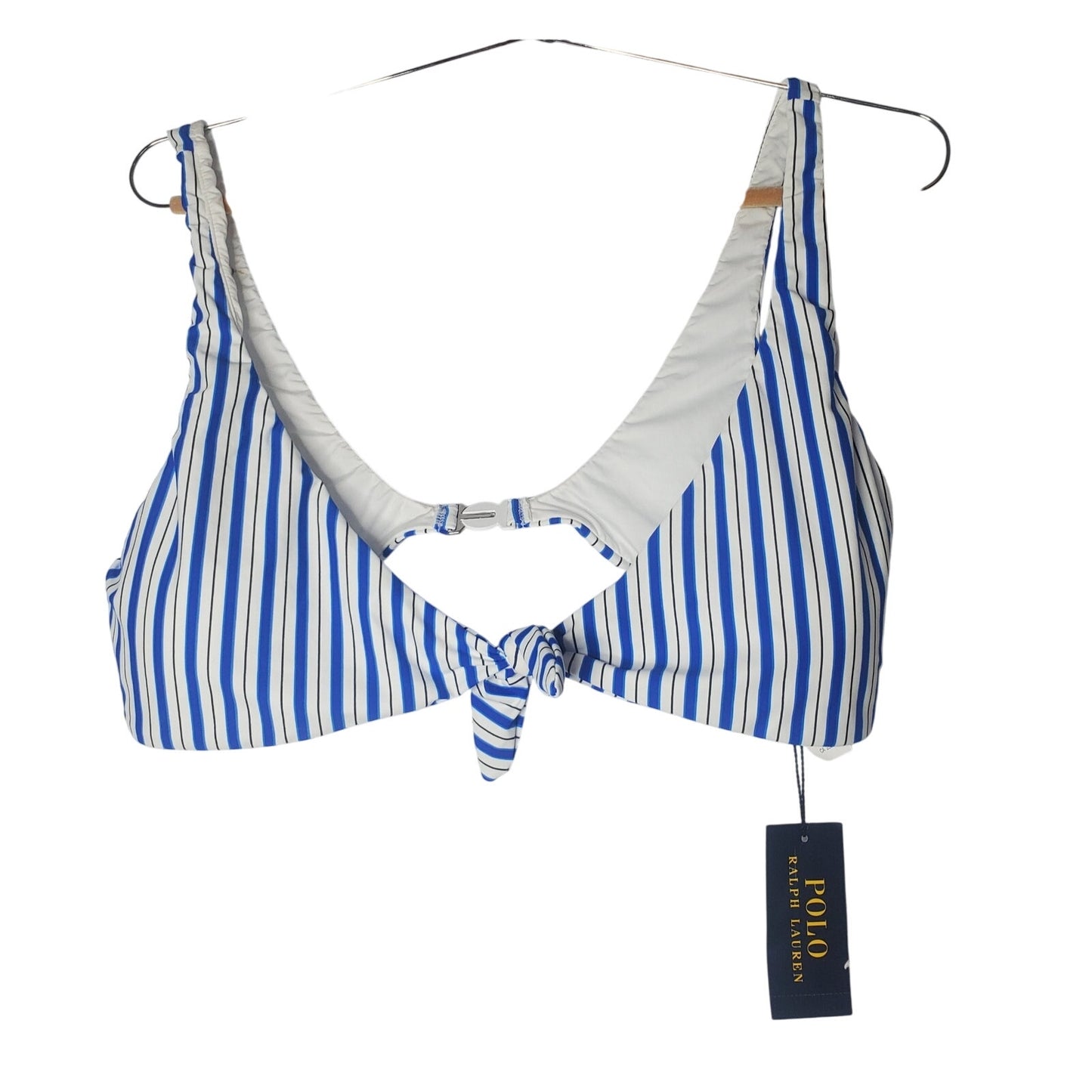 NWsT polo Ralph Lauren swimsuit top blue stripes US large coastal stripe white