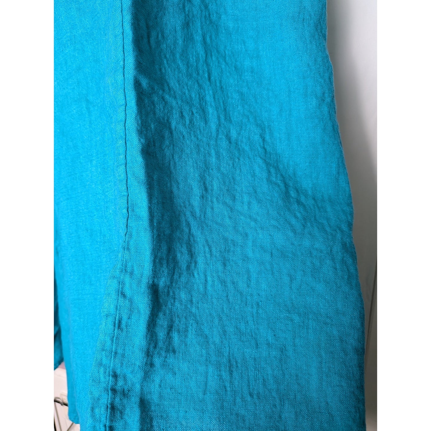 100% linen teal blue pants stretch waist unbranded 36L 24 W (stretchy) Small