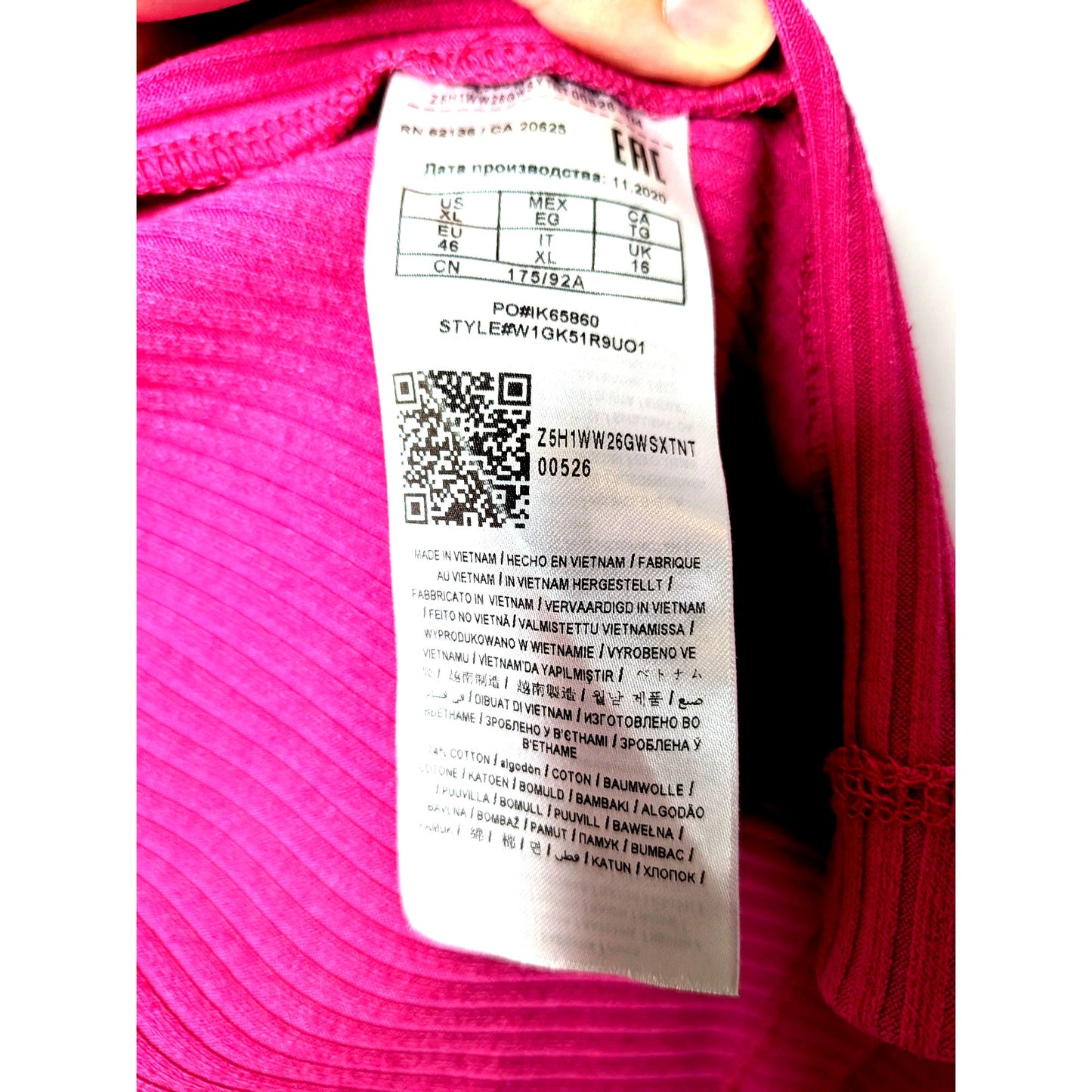 GUESS NWOT pink bodycon ribbed henley dress size XL cotton blend