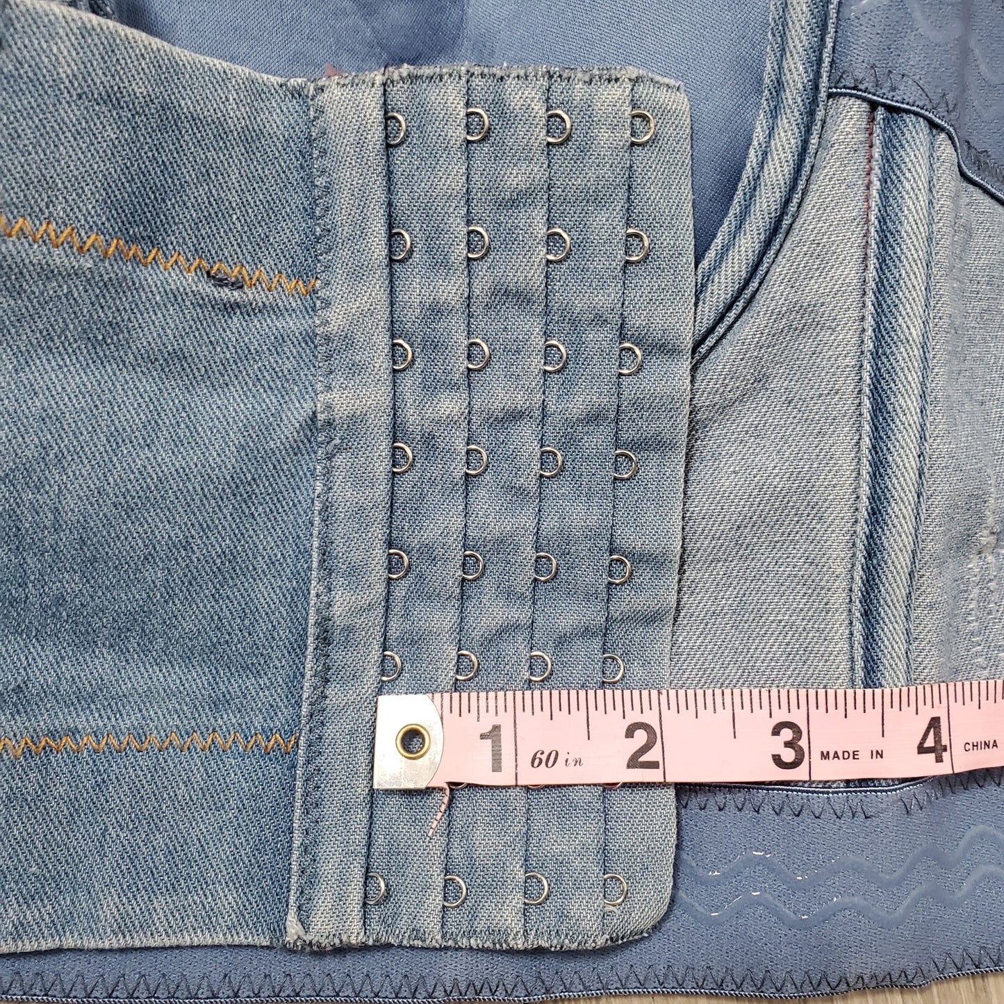 Denim corset top adjustable straps built-in bra small blue jean concerts summer