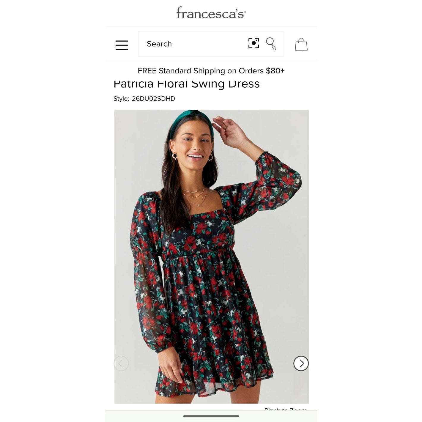 Francesca's Mi Ami Patricia floral swing black rose mini dress medium