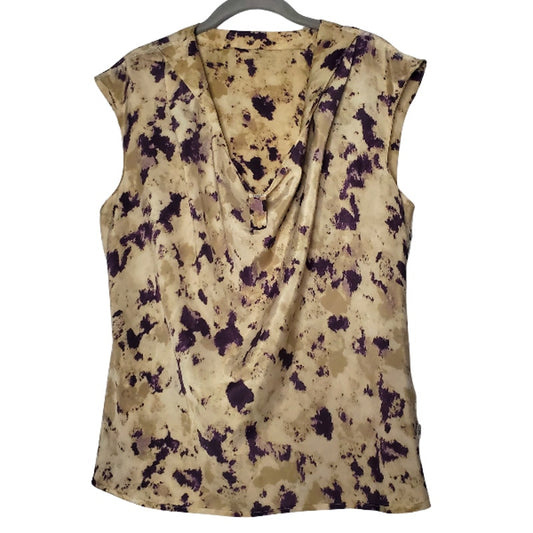 Ann Taylor blouse 12 petite tan w/ purple