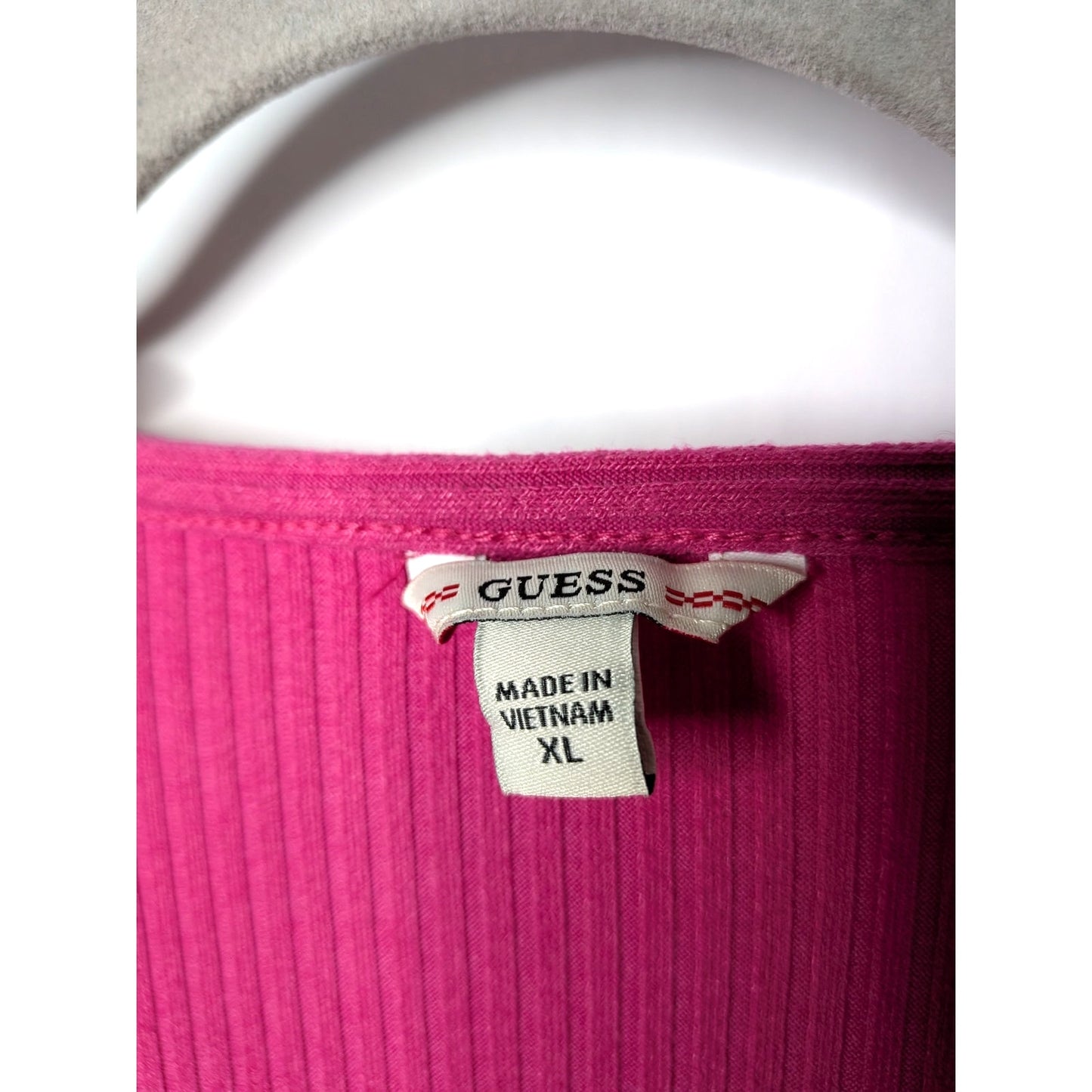 GUESS NWOT pink bodycon ribbed henley dress size XL cotton blend