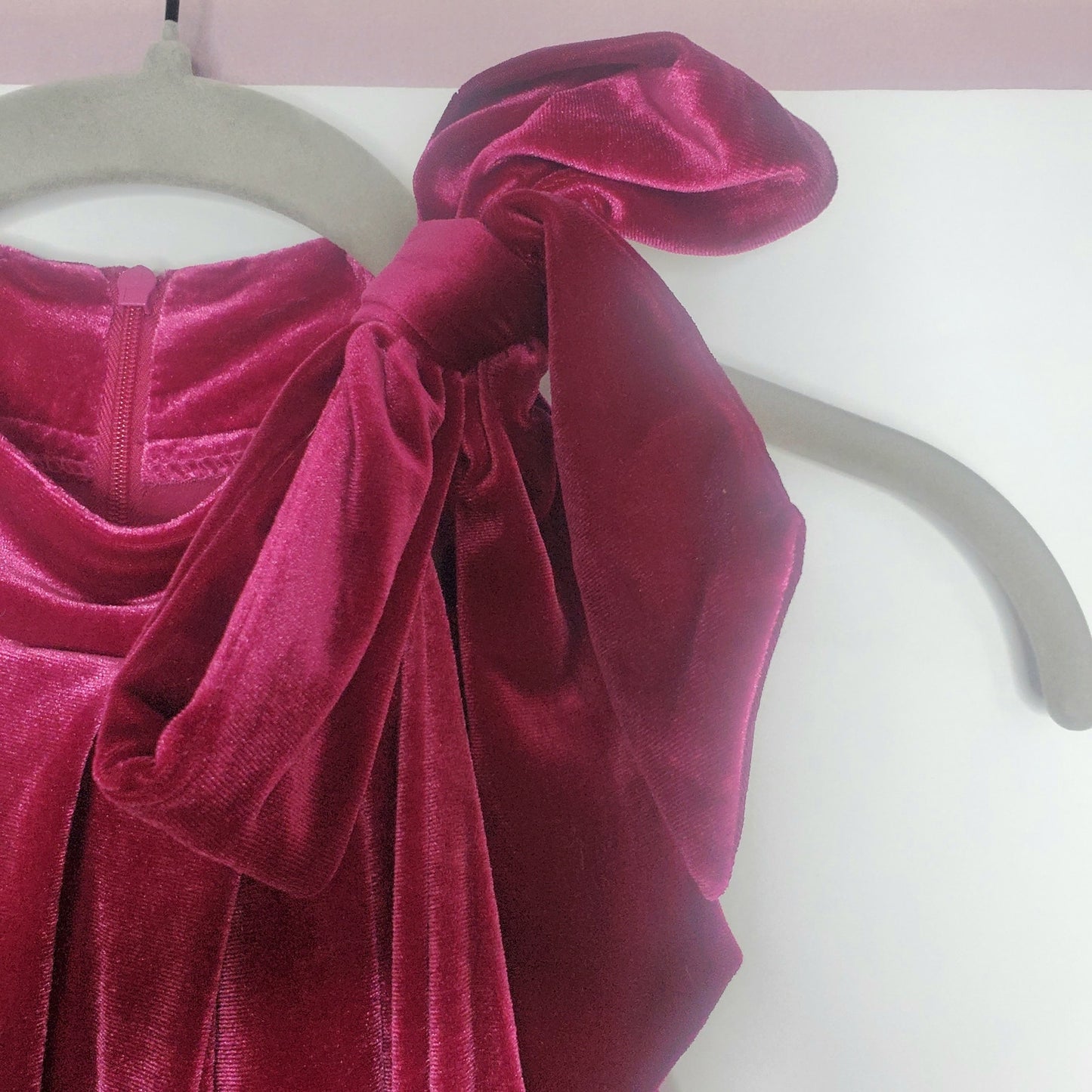 Maggy London fuschia velvet midi dress US size 4 cocktail halter bow red NWT