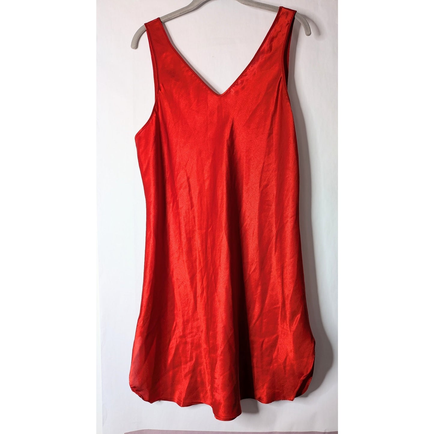 Slip dress red vintage Val Mode Lingerie dress made in usa nightgown satin