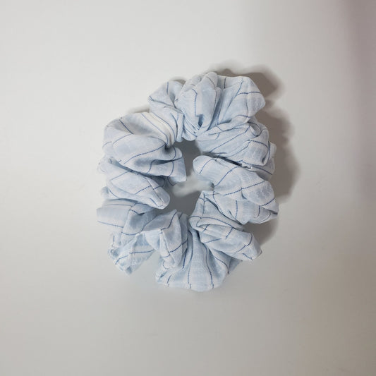 Blue florals - Large Cotton Scrunchies handmade from recycled fabrics unique