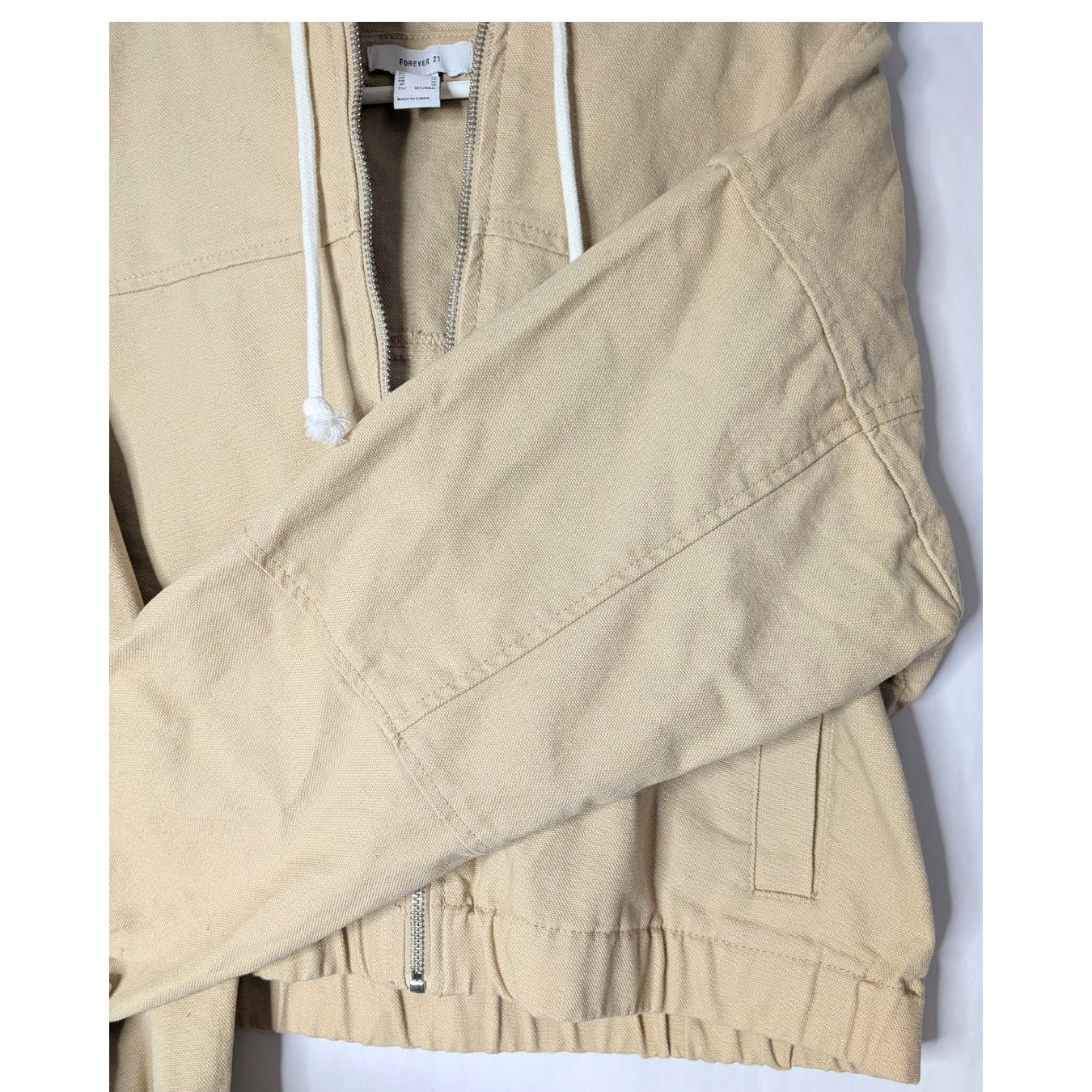 forever 21 jacket tan zipup womens medium 100% cotton