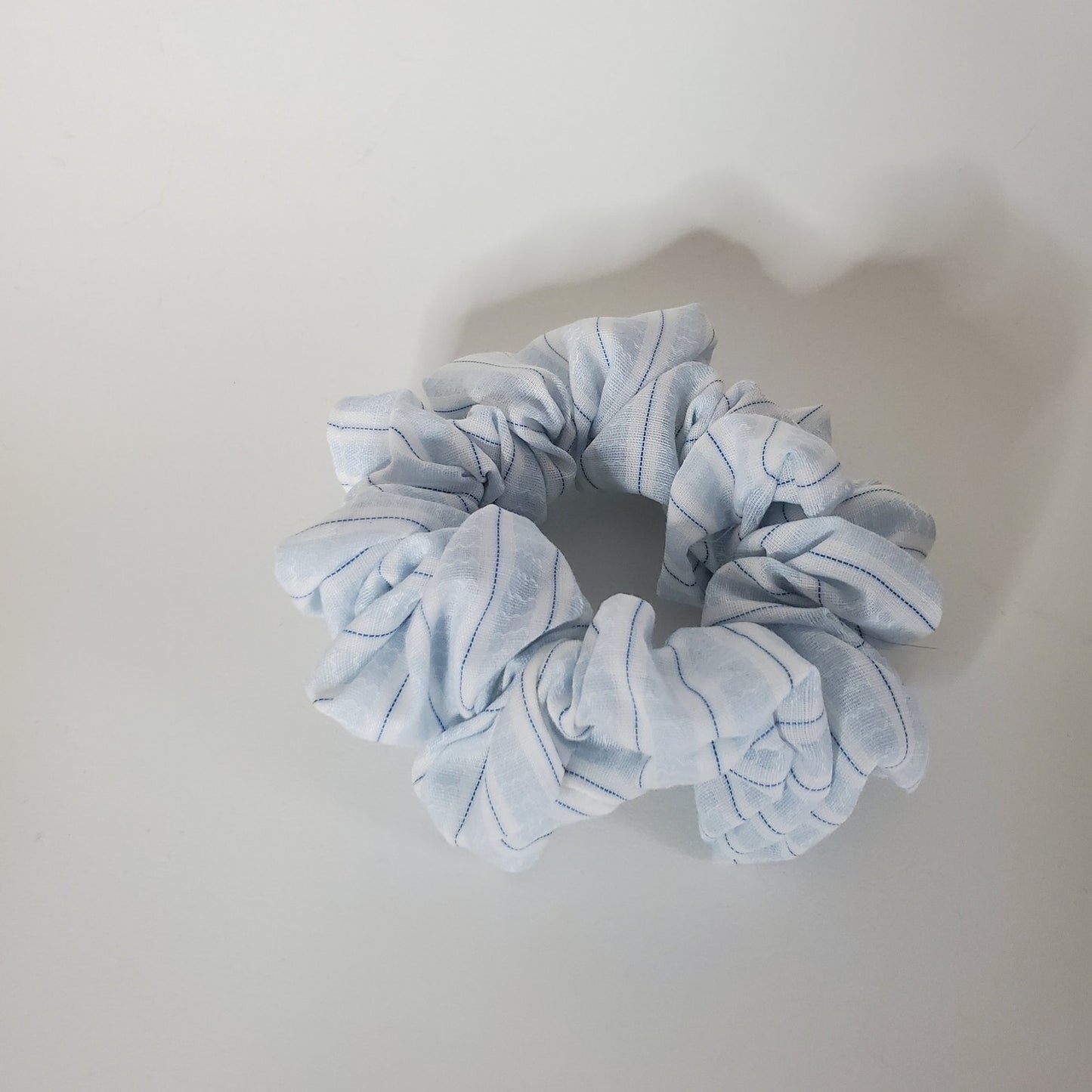 Blue florals - Large Cotton Scrunchies handmade from recycled fabrics unique