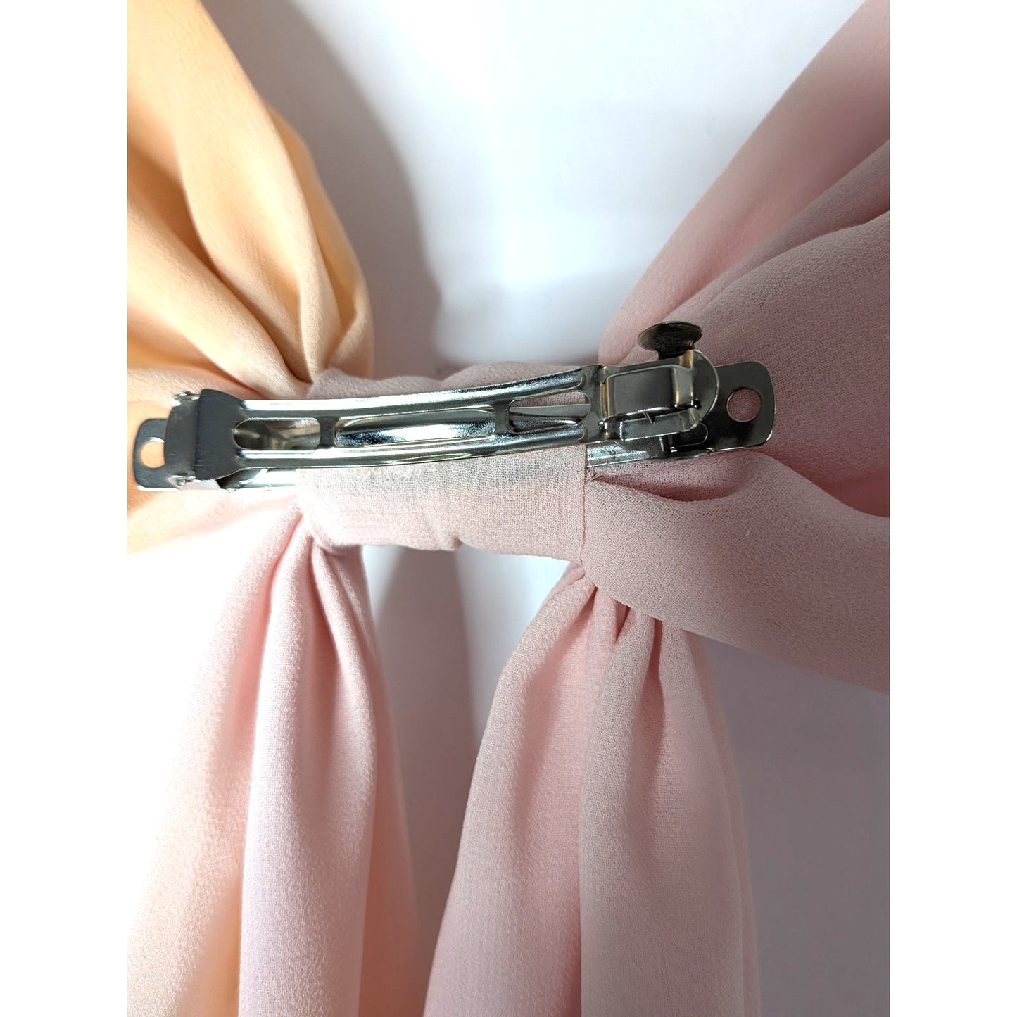 Large princess tulle hair bow pink and orange barrette closure coquette kawaii