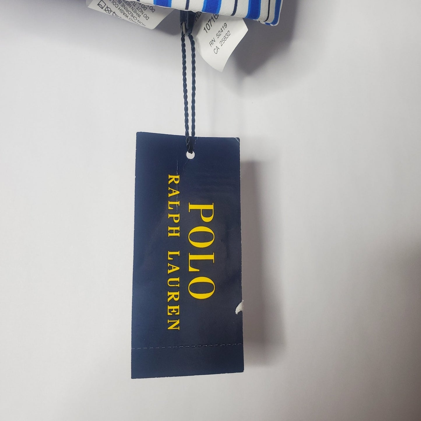 NWsT polo Ralph Lauren swimsuit top blue stripes US large coastal stripe white