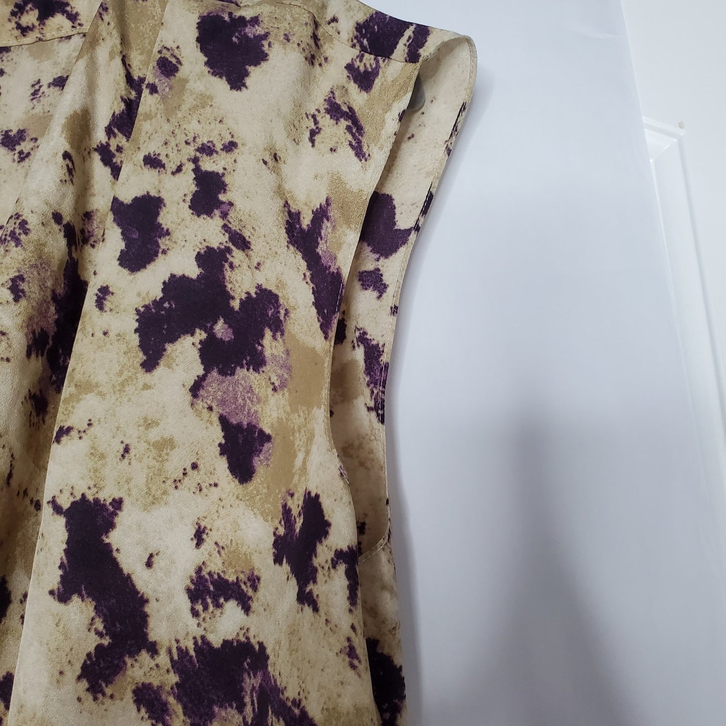 Ann Taylor blouse 12 petite tan w/ purple