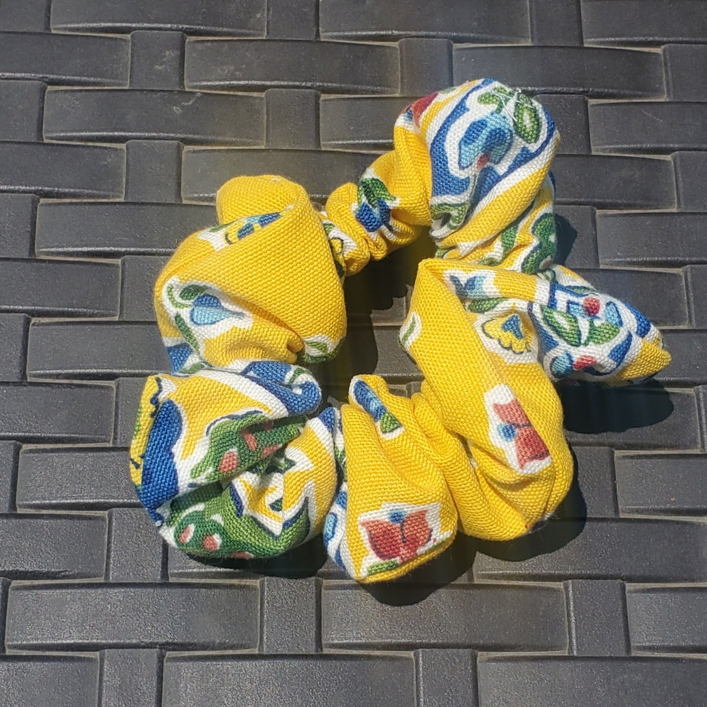 Large Cotton Scrunchies handmade from recycled fabrics unique, one-of-a-kind