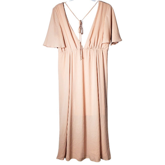 MuMu dress pastel pink feminine flowing dress bridesmaid formal dress cream