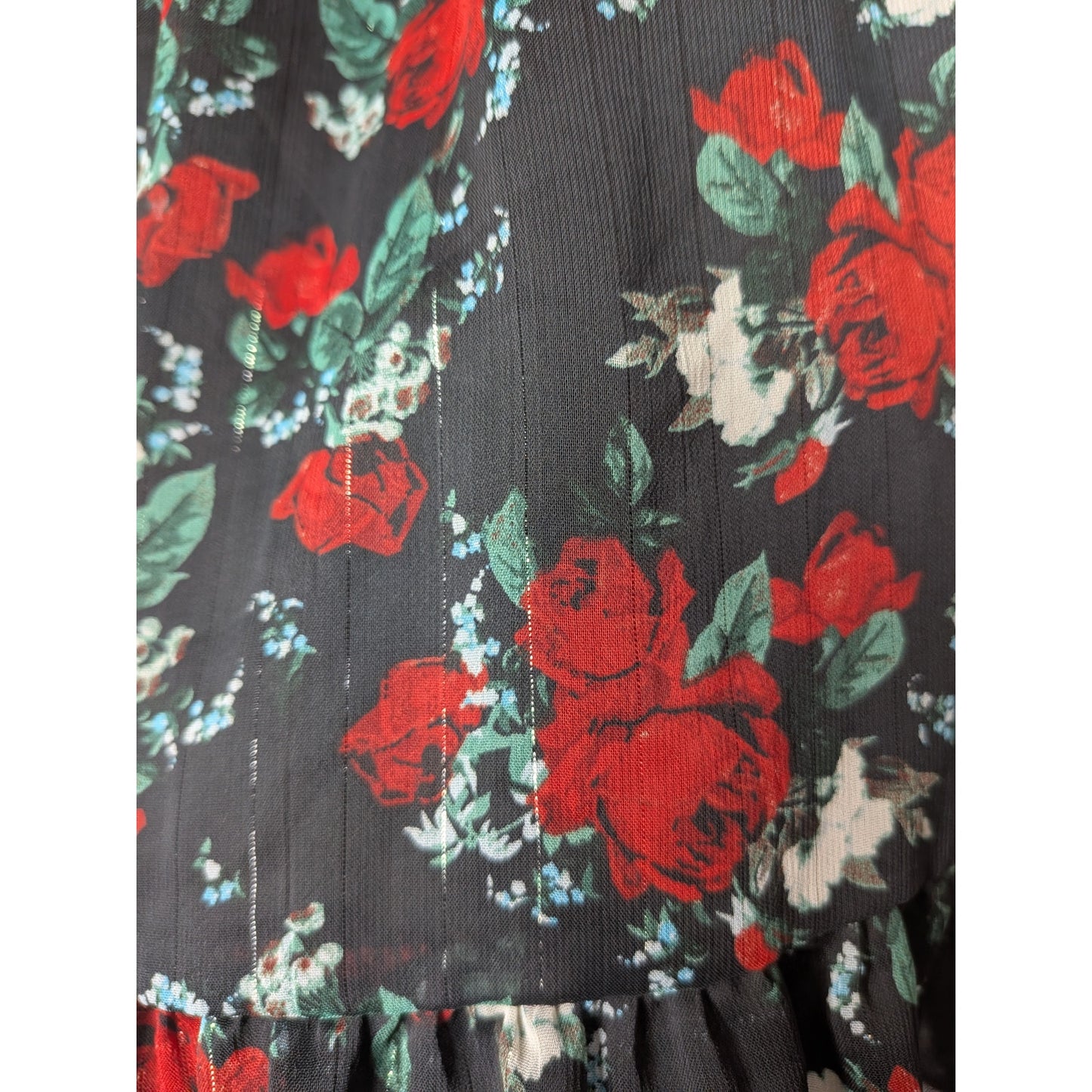 Francesca's Mi Ami Patricia floral swing black rose mini dress medium