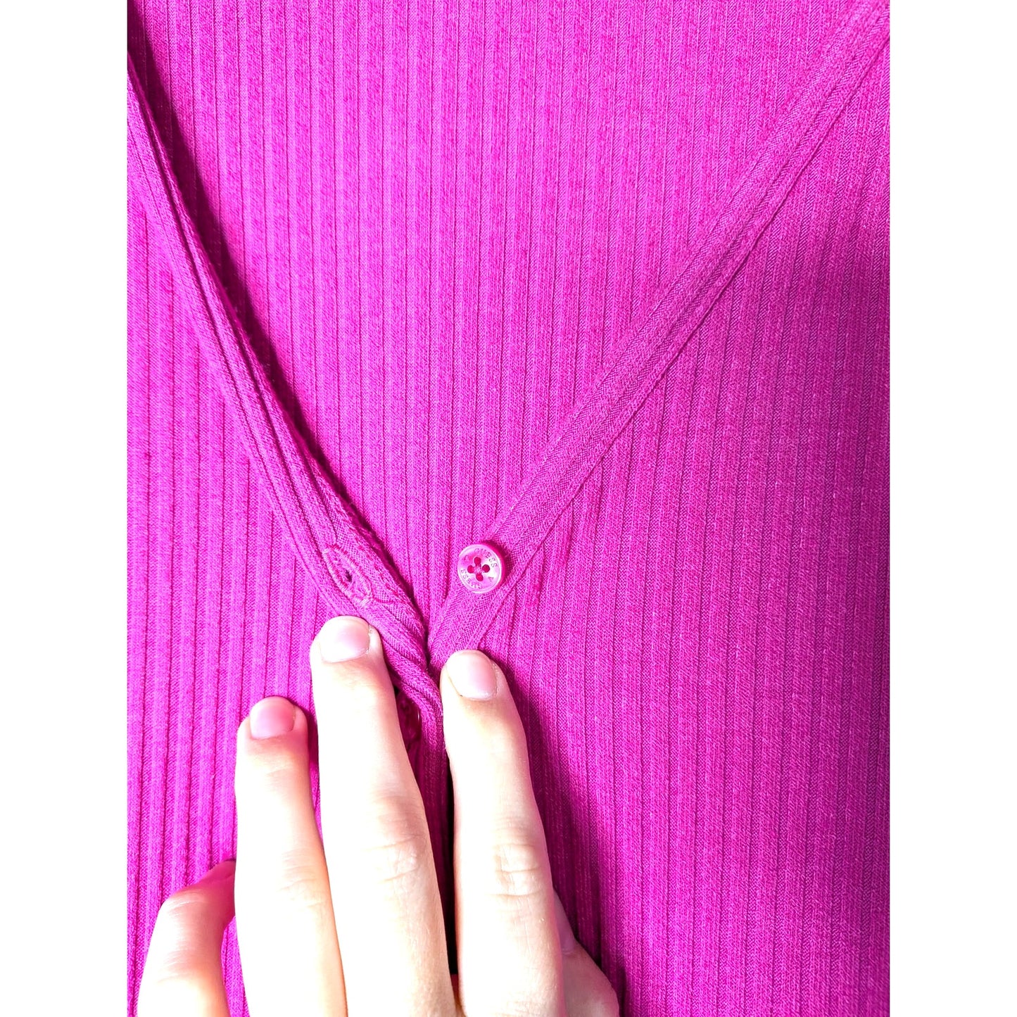 GUESS NWOT pink bodycon ribbed henley dress size XL cotton blend