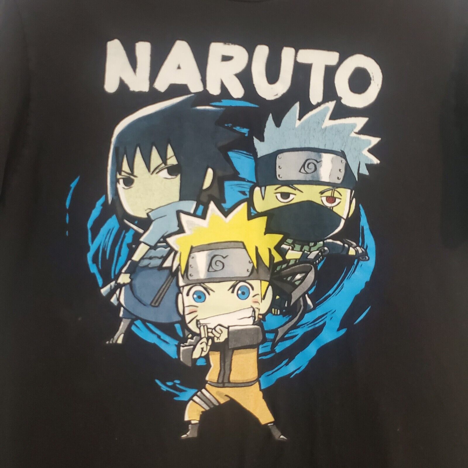 Naruto Shippuden Mens Size Large T-shirt Ripple Junction Black Chibi Style Anime