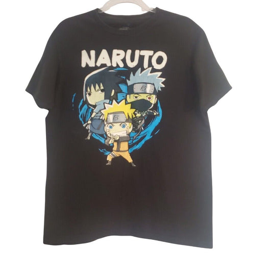 Naruto Shippuden Mens Size Large T-shirt Ripple Junction Black Chibi Style Anime