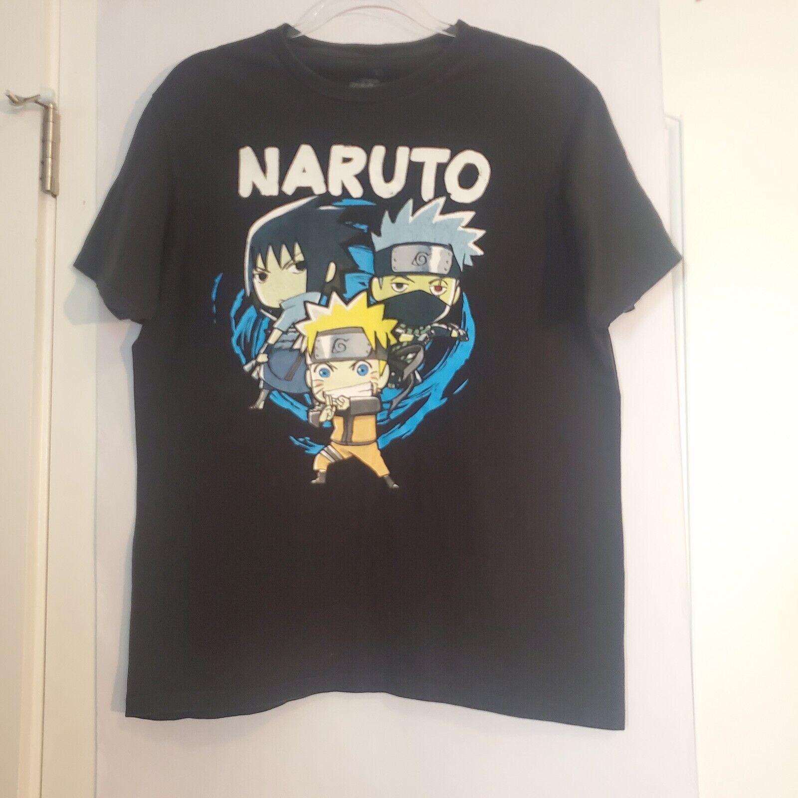 Naruto Shippuden Mens Size Large T-shirt Ripple Junction Black Chibi Style Anime