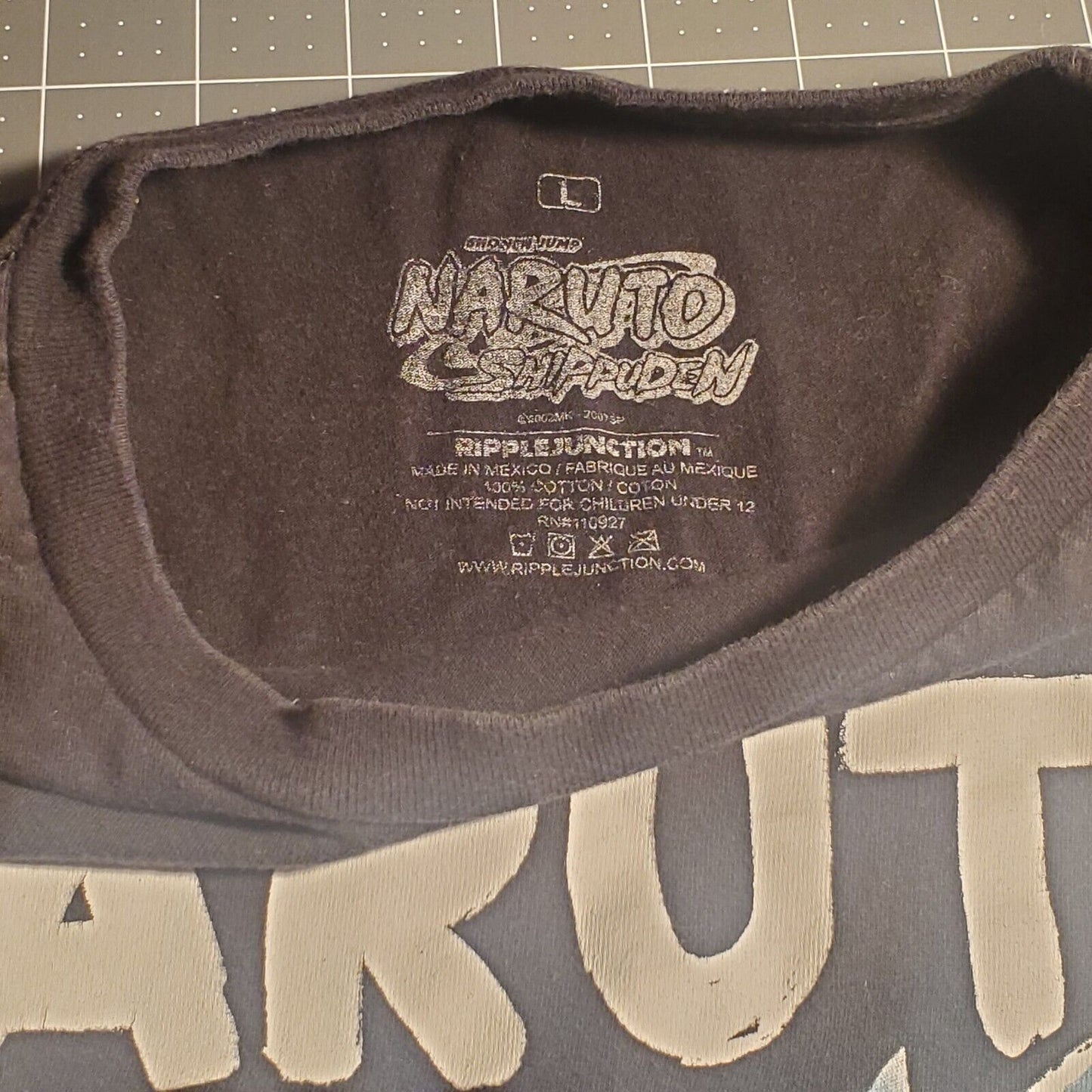 Naruto Shippuden Mens Size Large T-shirt Ripple Junction Black Chibi Style Anime