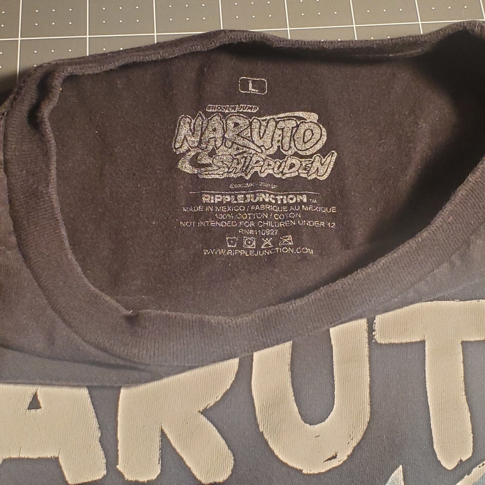 Naruto Shippuden Mens Size Large T-shirt Ripple Junction Black Chibi Style Anime