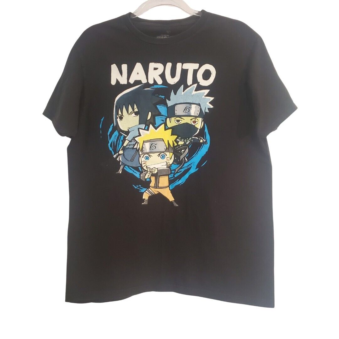 Naruto Shippuden Mens Size Large T-shirt Ripple Junction Black Chibi Style Anime