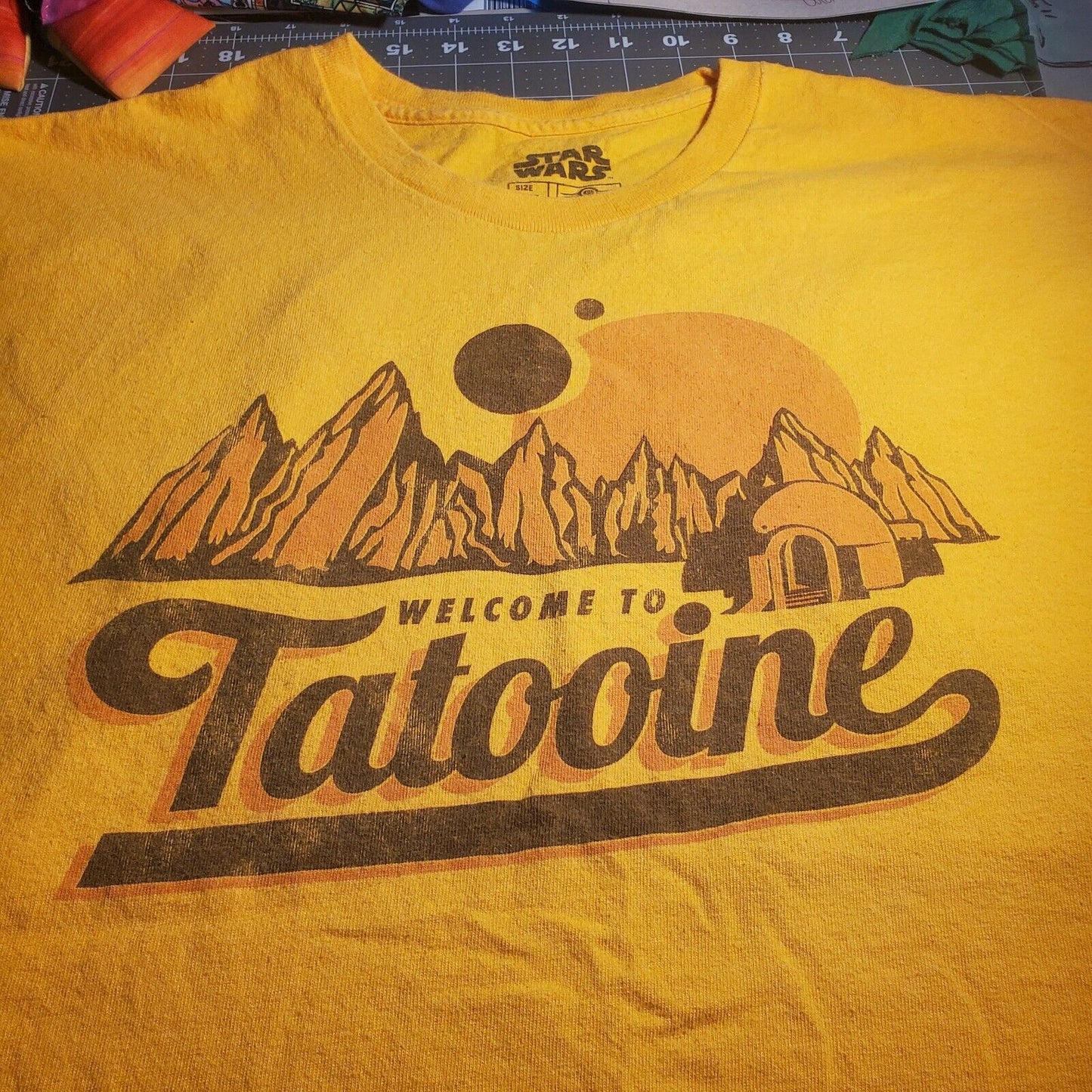 Star Wars Size 2XL Mens Yellow Tatooine Tshirt From 2013 Soft Cotton Relaxed Fit