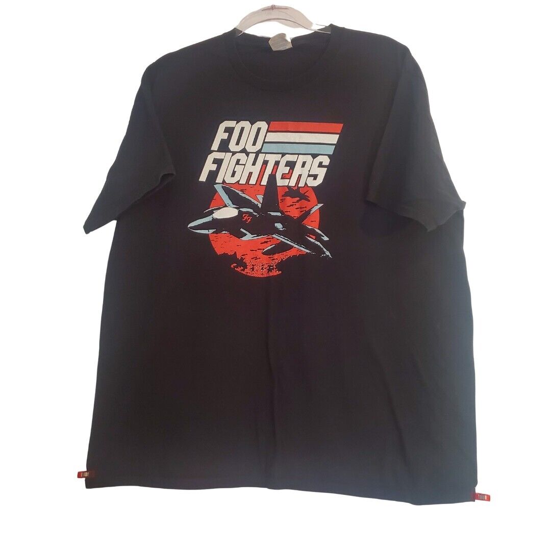Foo Fighters Jets T-Shirt Black XL Cotton Rock Band Logo Dave Grohl Crew Neck 