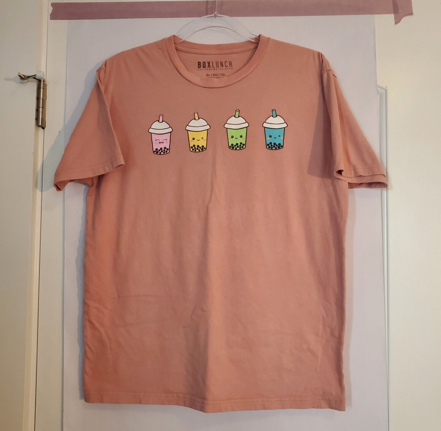 BoxLunch Womens short sleeve graphic Boba Tea pink tshirt, size XL, Kawaii Teas