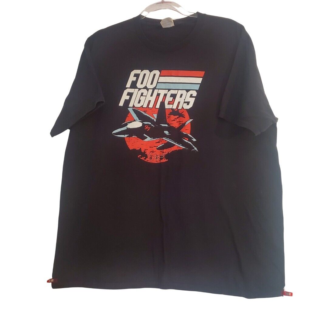 Foo Fighters Jets T-Shirt Black XL Cotton Rock Band Logo Dave Grohl Crew Neck 