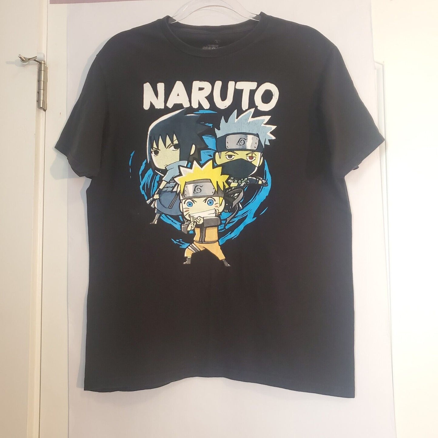 Naruto Shippuden Mens Size Large T-shirt Ripple Junction Black Chibi Style Anime