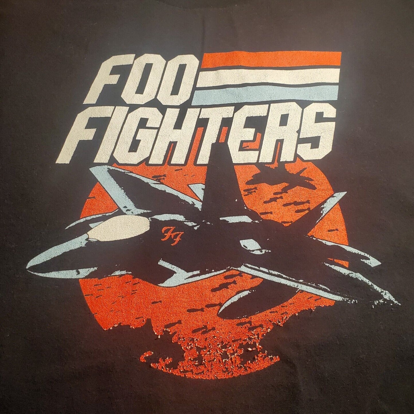 Foo Fighters Jets T-Shirt Black XL Cotton Rock Band Logo Dave Grohl Crew Neck 