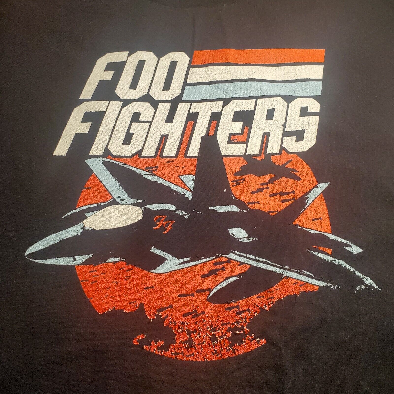 Foo Fighters Jets T-Shirt Black XL Cotton Rock Band Logo Dave Grohl Crew Neck 