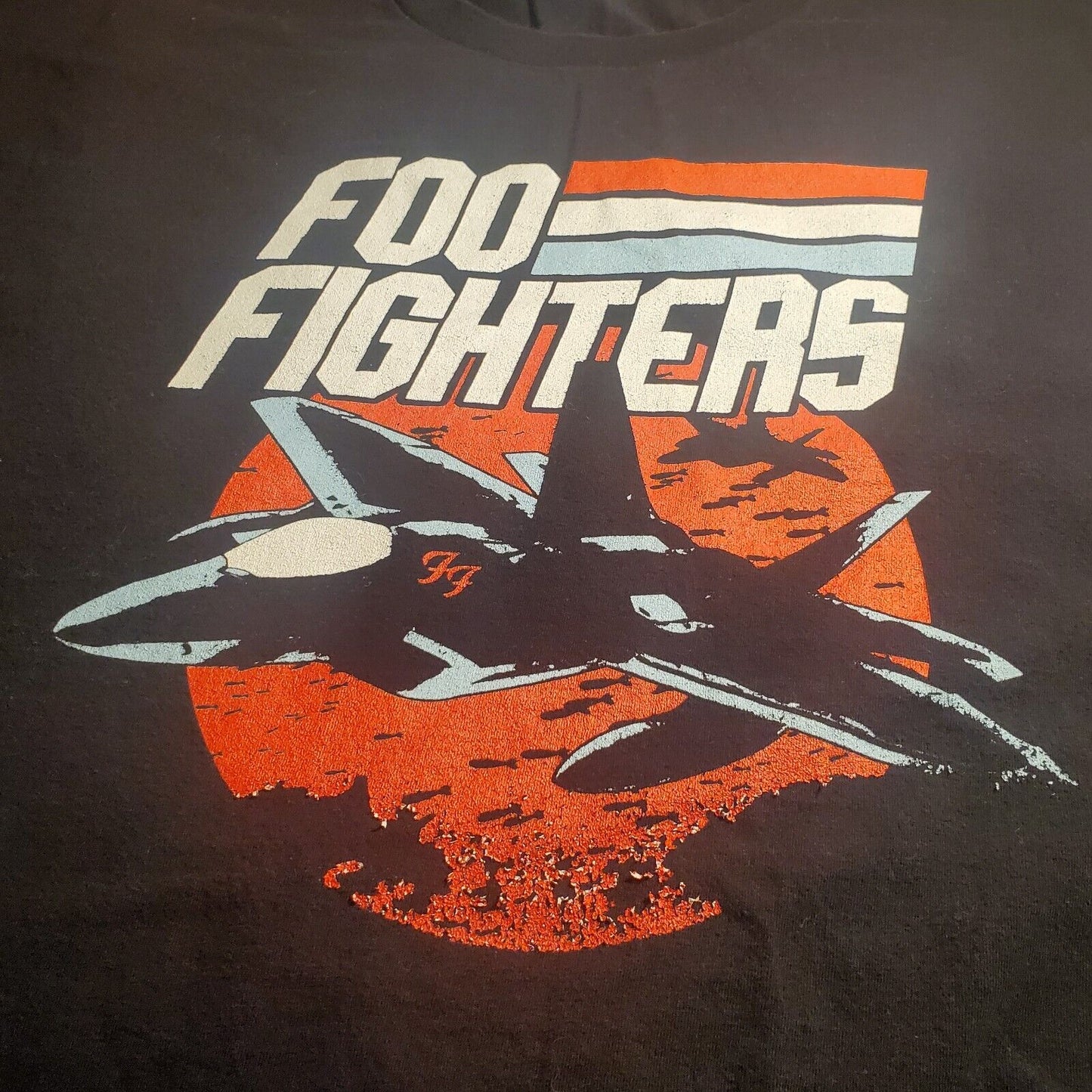 Foo Fighters Jets T-Shirt Black XL Cotton Rock Band Logo Dave Grohl Crew Neck 