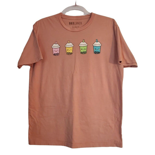 BoxLunch Womens short sleeve graphic Boba Tea pink tshirt, size XL, Kawaii Teas