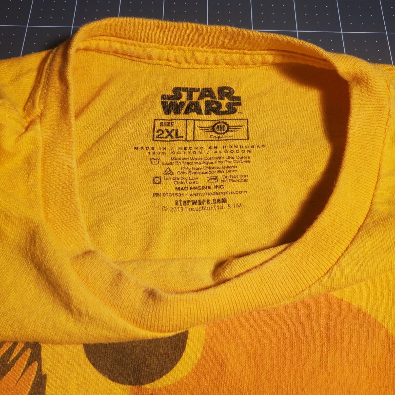 Star Wars Size 2XL Mens Yellow Tatooine Tshirt From 2013 Soft Cotton Relaxed Fit