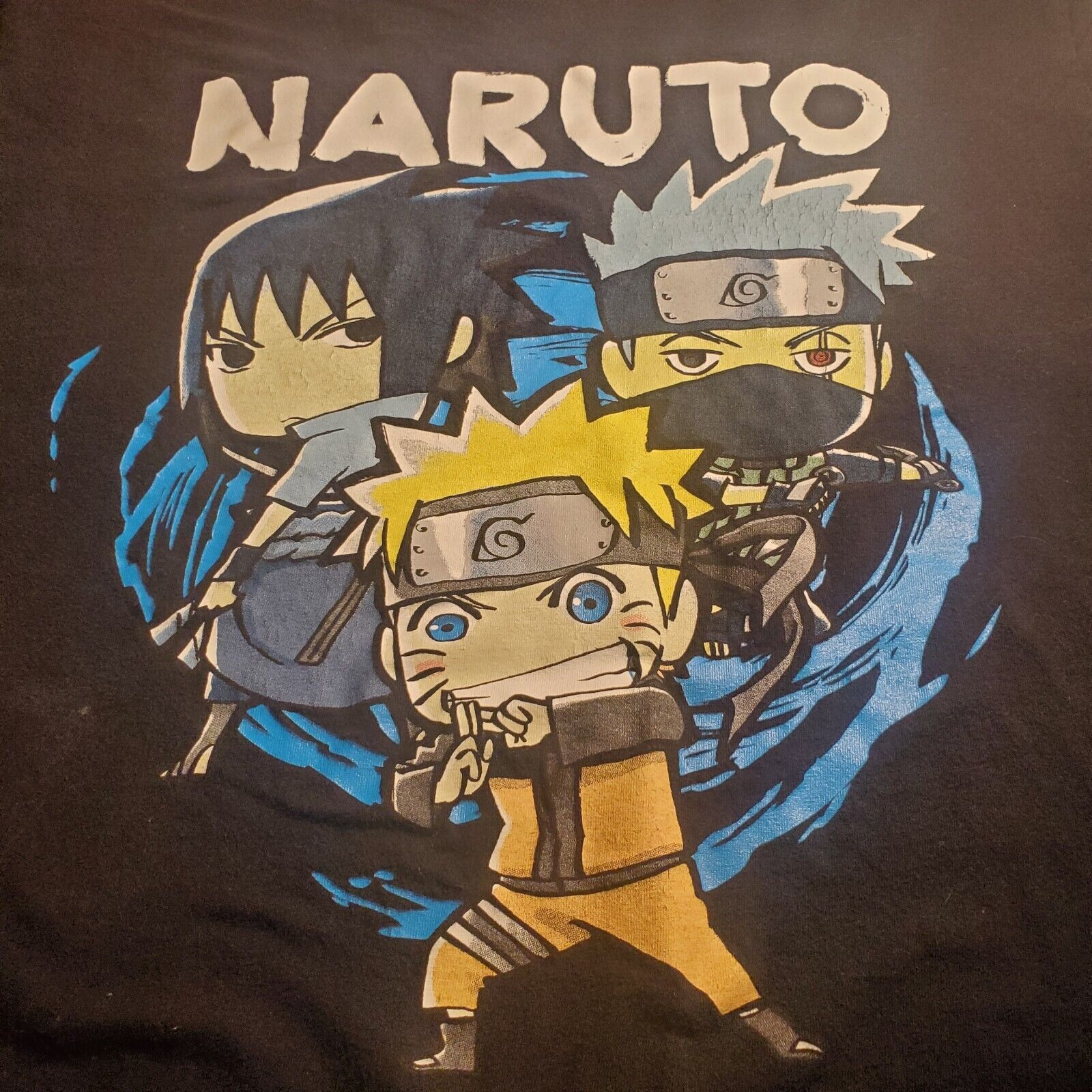 Naruto Shippuden Mens Size Large T-shirt Ripple Junction Black Chibi Style Anime