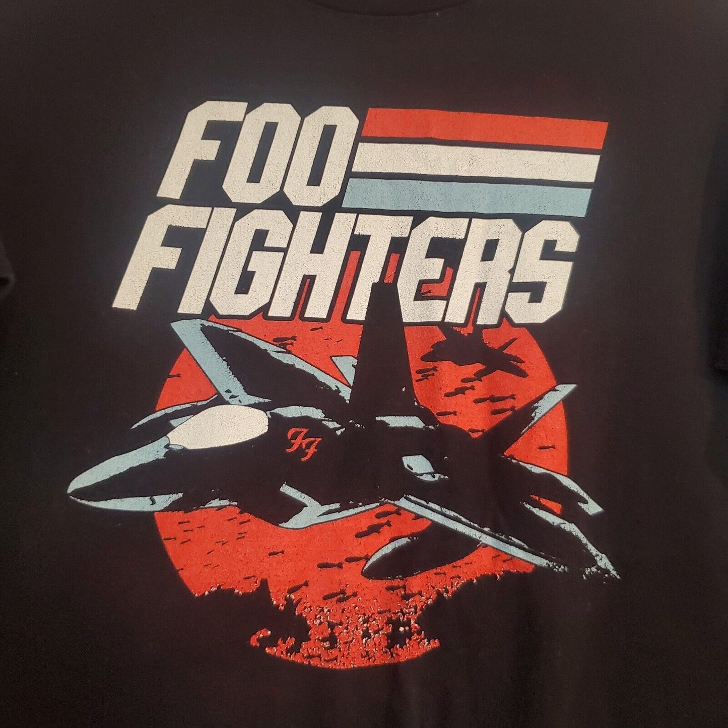 Foo Fighters Jets T-Shirt Black XL Cotton Rock Band Logo Dave Grohl Crew Neck 