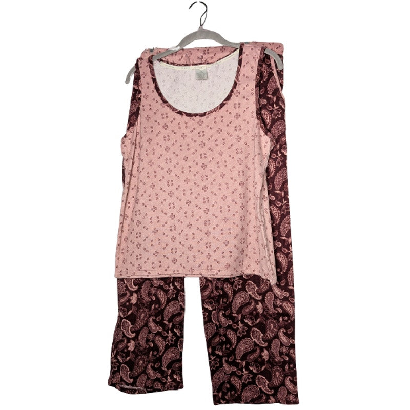 Lucky Brand pink paisley pajama set tank top drawstring pant chic cute pjs