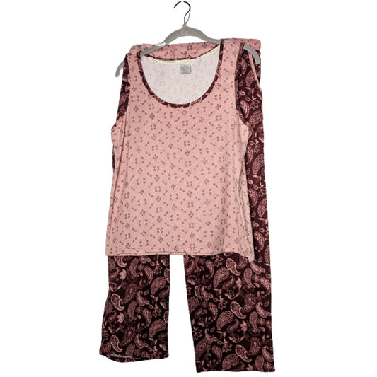 Lucky Brand pink paisley pajama set tank top drawstring pant chic cute pjs
