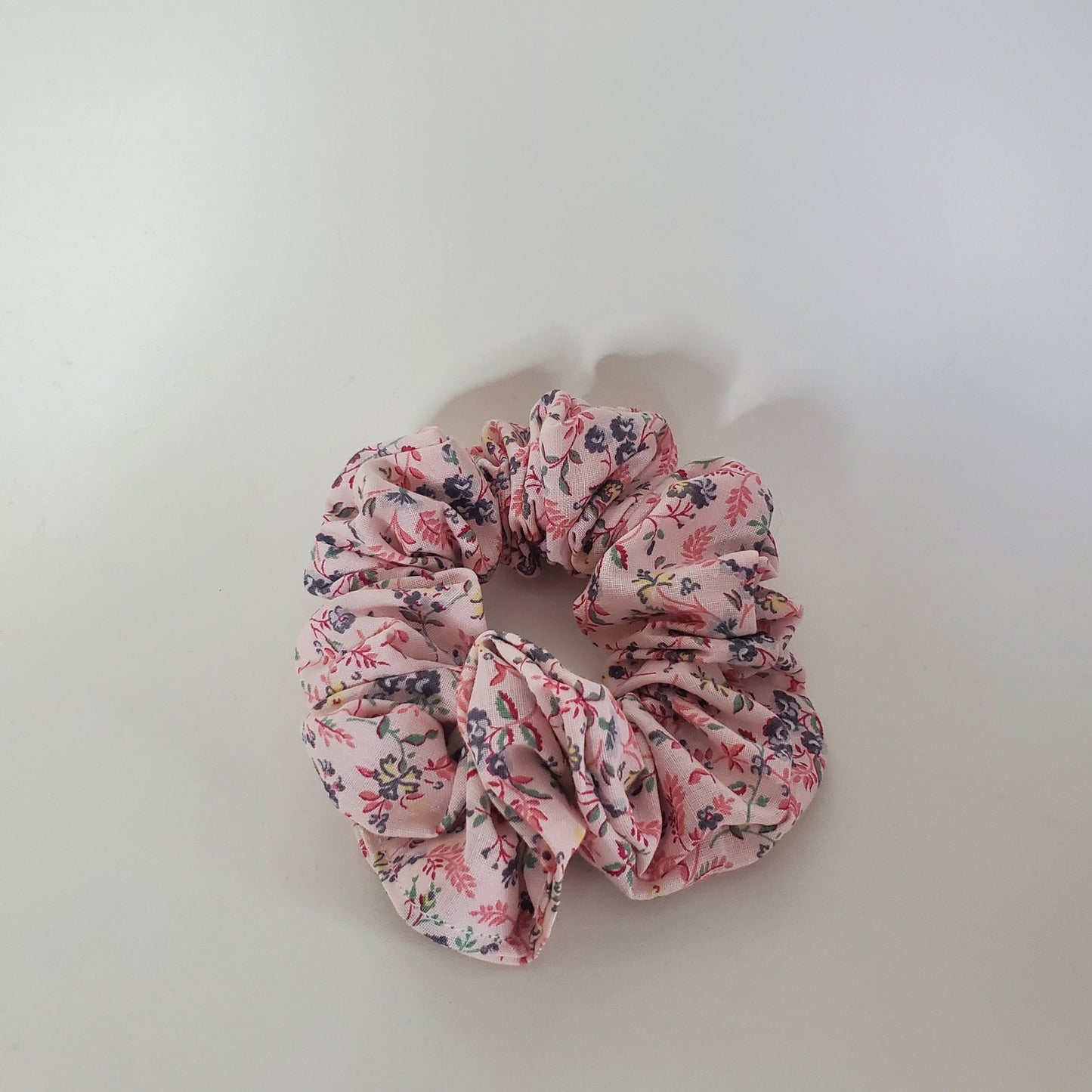Blue florals - Large Cotton Scrunchies handmade from recycled fabrics unique