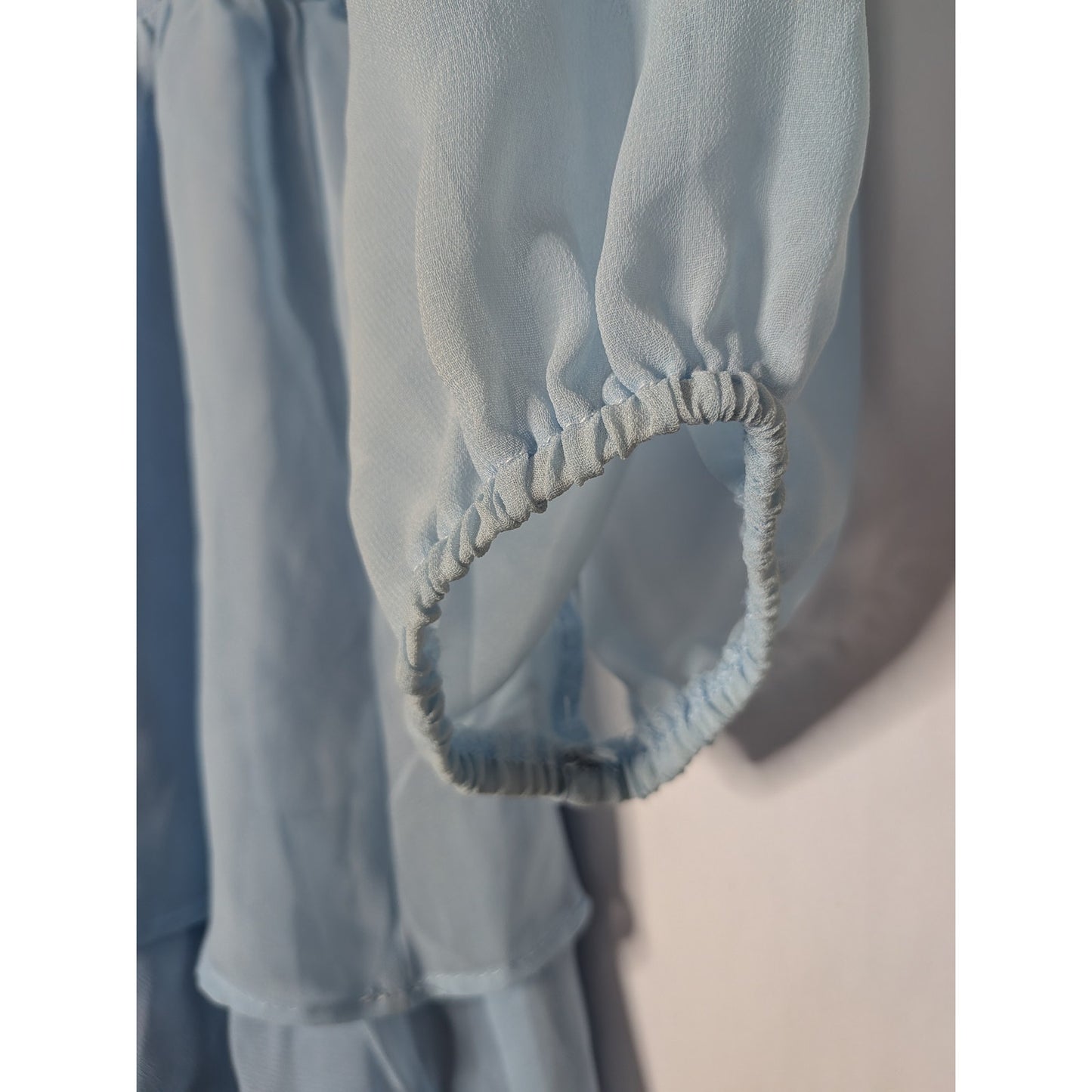 BYINNS squareneck sheer long sleeve ruffle tiered princess dress XL