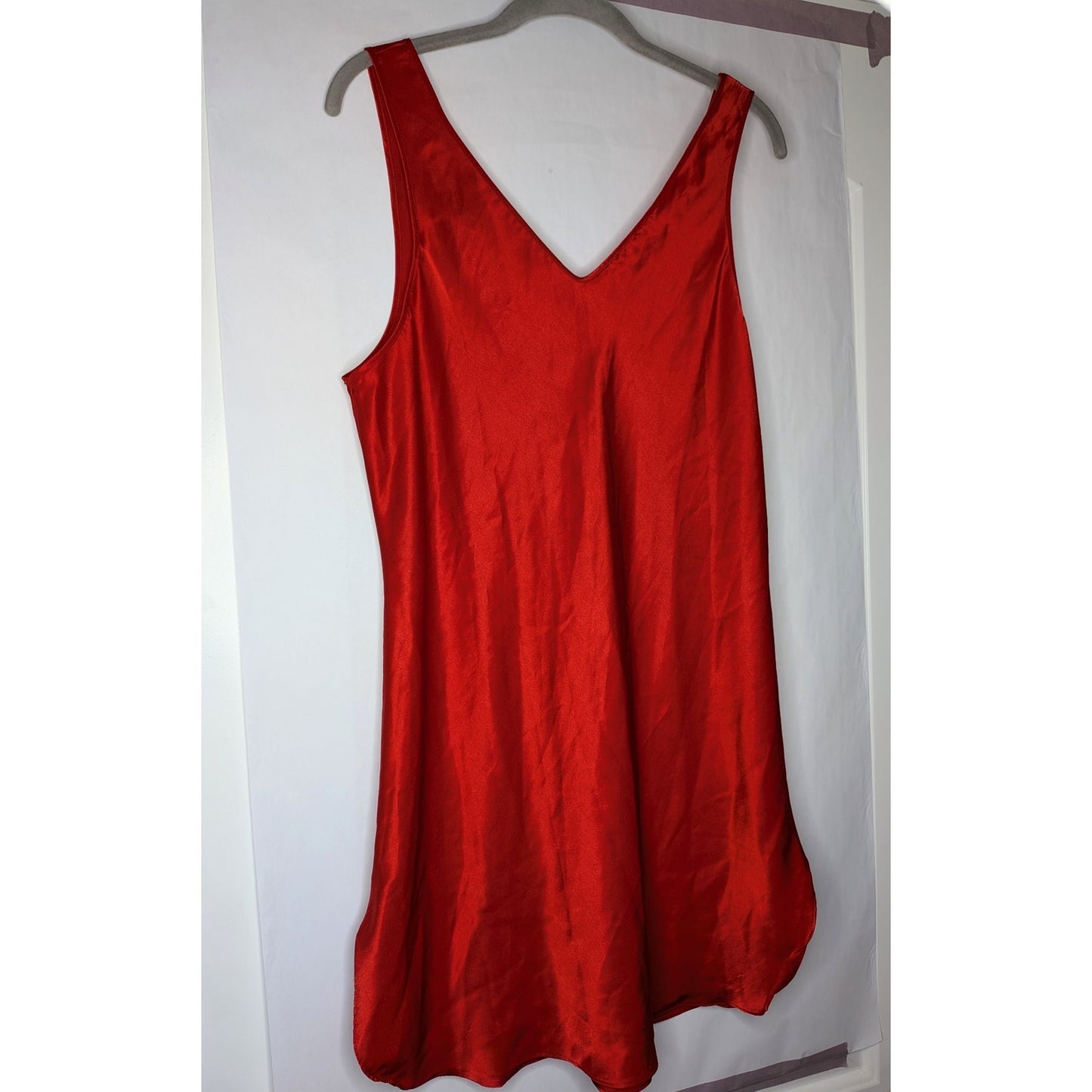 Slip dress red vintage Val Mode Lingerie dress made in usa nightgown satin