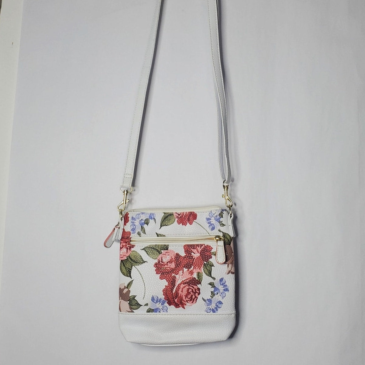 Floral pattern white stone mountain cross body purse bag spring light cute
