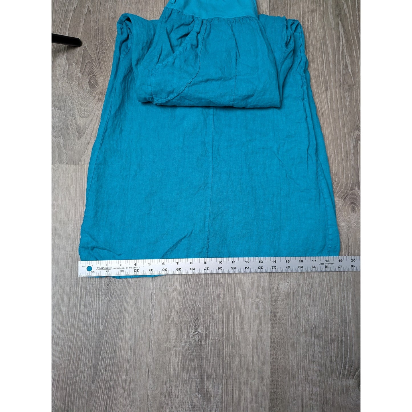 100% linen teal blue pants stretch waist unbranded 36L 24 W (stretchy) Small